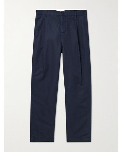 Orlebar Brown Dunmore Tapered Linen And Cotton-blend Pants - Blue