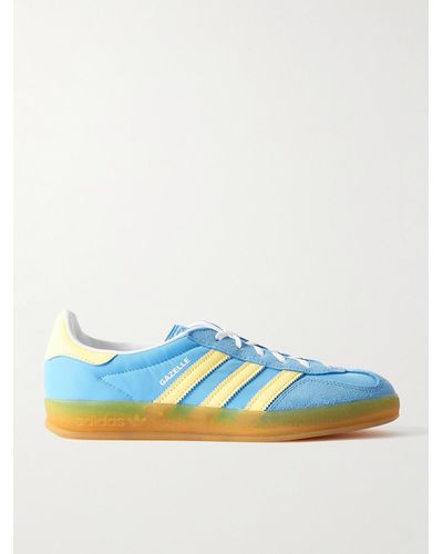 adidas Originals Gazelle Indoor Leather And Suede-trimmed Shell Trainers - Blue