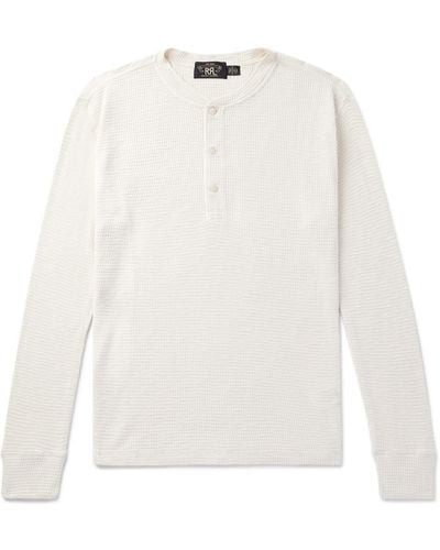 RRL Slim-fit Waffle-knit Cotton Henley T-shirt - White