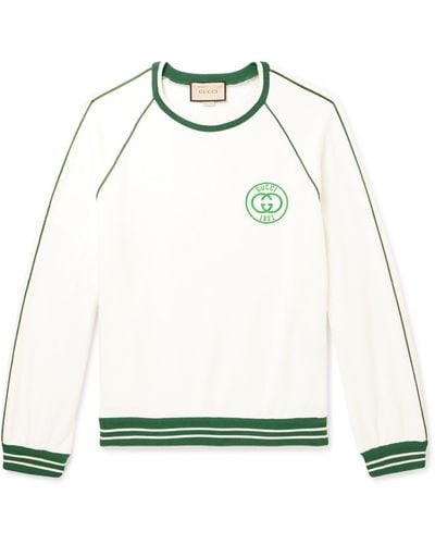 Gucci Logo-embroidered Cotton-jersey Sweatshirt - Green