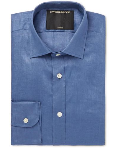 Favourbrook Colne Linen Shirt - Blue