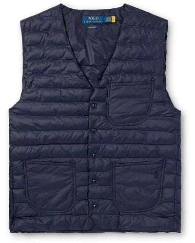 Polo Ralph Lauren Slim-fit Logo-embroidered Quilted Recycled-shell Gilet - Blue