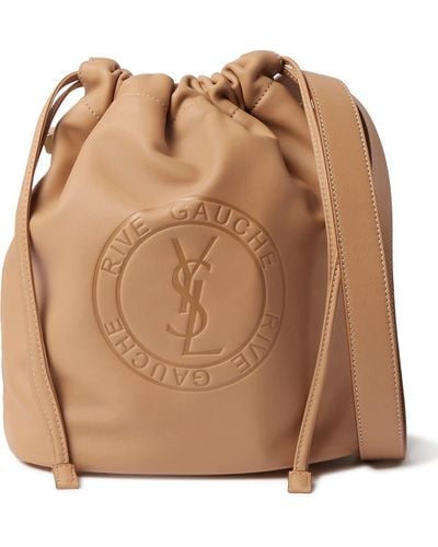 Saint Laurent Logo-debossed Leather Bucket Bag - Brown