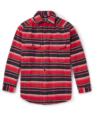 Monitaly Giorgio Striped Cotton-flannel Shirt - Red