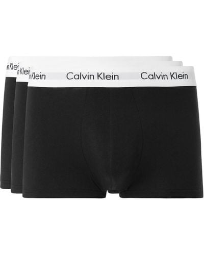 Calvin Klein Three-pack Low-rise Stretch-cotton Boxer Briefs - Black