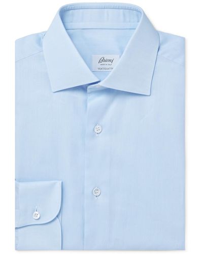 Brioni Cutaway-collar Cotton-poplin Shirt - Blue