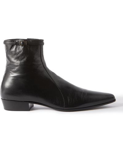Saint Laurent Arsun Leather Ankle Boots - Black