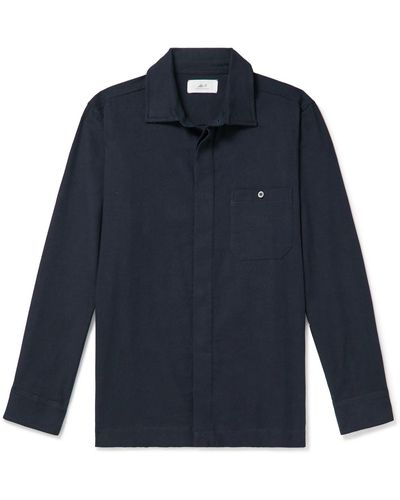MR P. Cotton-flannel Shirt Jacket - Blue