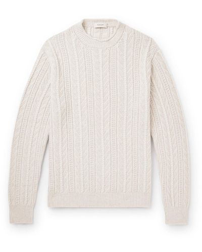 Agnona Cable-knit Cashmere And Silk-blend Mock-neck Sweater - Natural