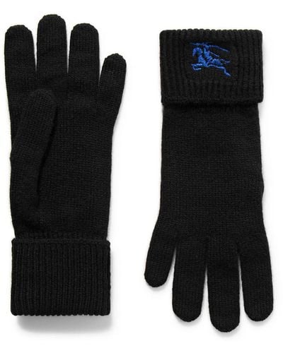 Burberry Logo-embroidered Cashmere-blend Gloves - Black