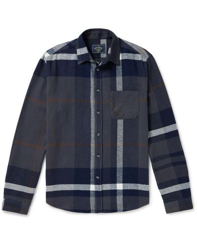 Portuguese Flannel Viz Checked Organic Cotton-flannel Shirt - Blue