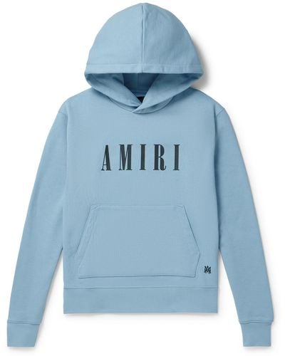 Amiri Logo-print Cotton-jersey Hoodie - Blue
