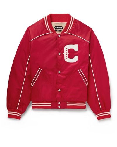 CHERRY LA Film Crew Appliquéd Cotton-twill Varsity Jacket - Red