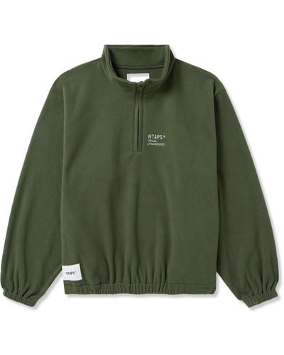 WTAPS Logo-embroidered Fleece Half-zip Sweatshirt - Green