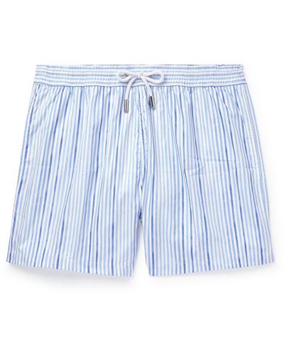 Thom Sweeney Slim-fit Mid-length Striped Swim Shorts - Blue