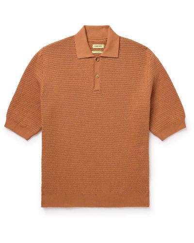 De Bonne Facture Honeycomb Organic Cotton Polo Shirt - Brown