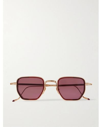 Jacques Marie Mage Atkins goldfarbene Sonnenbrille mit eckigem Rahmen und Details aus Azetat - Pink
