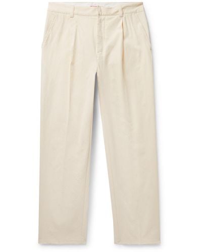 Orlebar Brown Beckworth Straight-leg Pleated Cotton-gabardine Pants - Natural