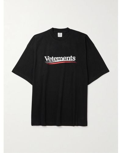 Vetements Oversized-T-Shirt aus Baumwoll-Jersey mit Logoprint - Schwarz
