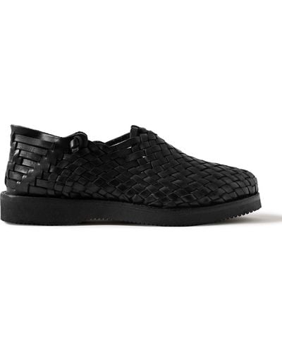 Yuketen Leo Woven Leather Sandals - Black