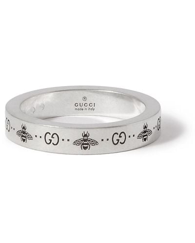 Gucci Logo-engraved Silver Ring - Gray