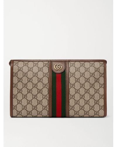 Gucci Beauty case in tela spalmata con logo jacquard - Neutro