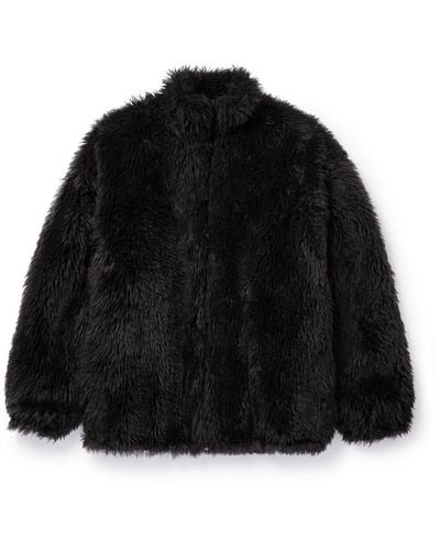 Balenciaga Oversized Faux Fur Bomber Jacket - Black