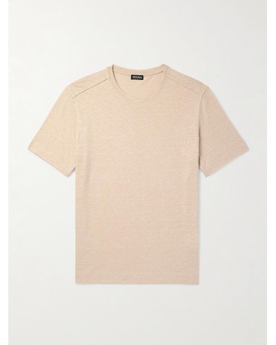 ZEGNA Linen-jersey T-shirt - Natural