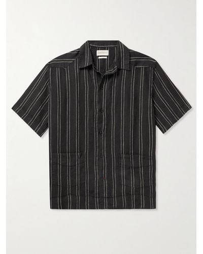 Oliver Spencer Camp-collar Striped Linen Shirt - Black