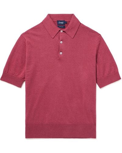 Drake's Linen And Cotton-blend Polo Shirt - Red