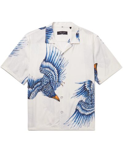 Rag & Bone Avery Convertible-collar Printed Voile Shirt - Blue