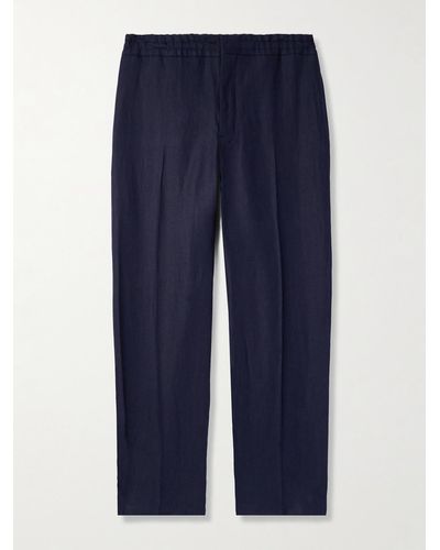 Zegna Tapered Oasi Linen Trousers - Blue