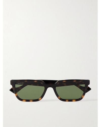 Gucci Rectangular-frame Tortoiseshell Acetate Sunglasses - Green