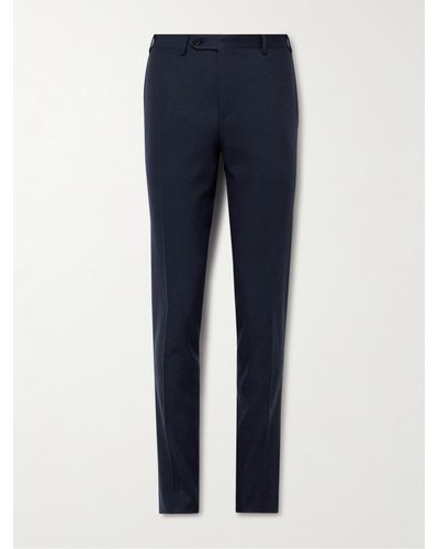 Canali Slim-fit Wool-blend Flannel Suit Pants - Blue