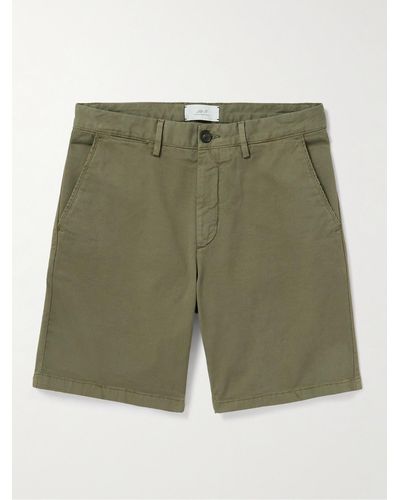 MR P. Straight-leg Garment-dyed Cotton-blend Twill Bermuda Shorts - Green