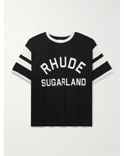 Rhude T-shirt in jersey di cotone con righe e logo Sugarland - Nero