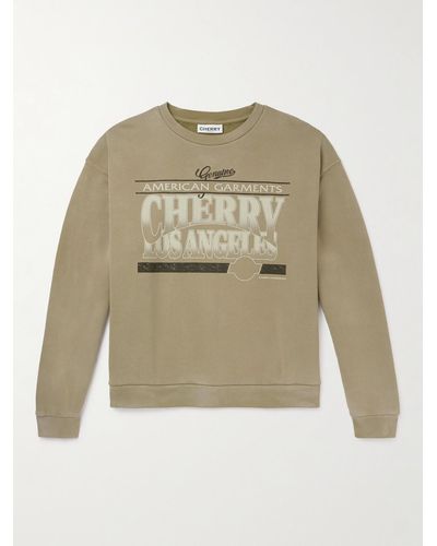 CHERRY LA American Garments Logo-print Cotton-jersey Sweatshirt - Natural