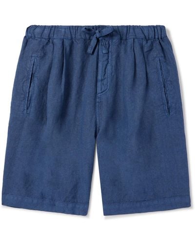 Massimo Alba Kevin Straight-leg Linen Drawstring Shorts - Blue