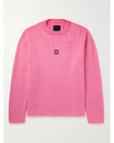 Givenchy Pullover aus einer gebürsteten Mohairmischung mit Logostickerei - Pink