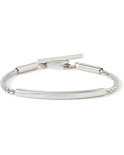 Saint Laurent Logo-engraved Silver-tone Chain Bracelet - White