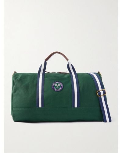 Polo Ralph Lauren Wimbledon Leather-trimmed Logo-detailed Canvas Duffle Bag - Green