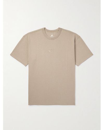 Nike Sportswear Premium Essentials Logo-embroidered Cotton-jersey T-shirt - Natural