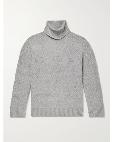 NN07 Bert Cable-knit Rollneck Sweater - Grey