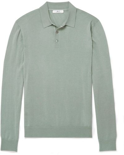 MR P. Slim-fit Merino Wool Polo Shirt - Gray