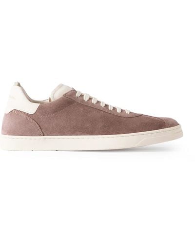 Officine Creative Karma Leather-trimmed Suede Sneakers - Pink