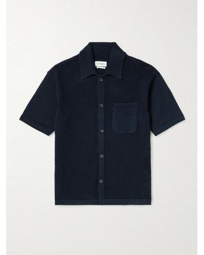 Oliver Spencer Mawes Open-knit Organic Cotton Shirt - Blue