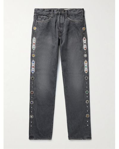 Kapital Straight-leg Embellished Jeans - Grey