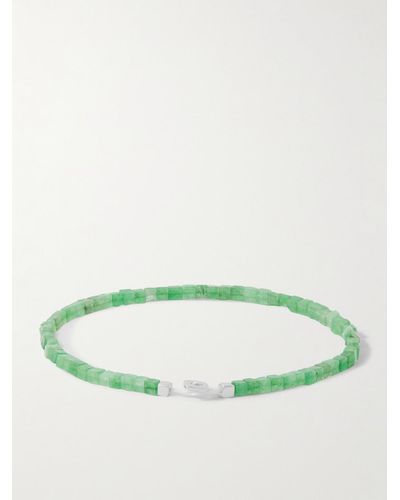 Miansai Coda Rhodium-plated Silver Aventurine Beaded Bracelet - Green
