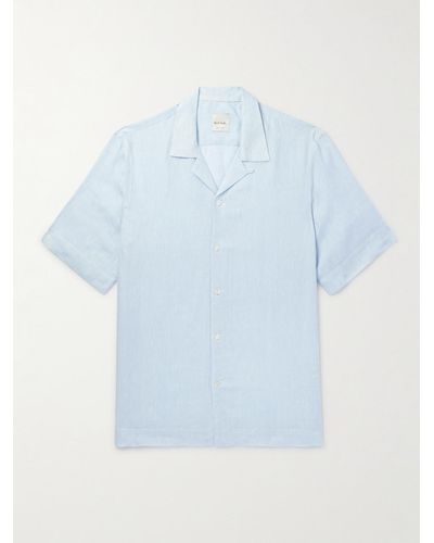 Paul Smith Convertible-collar Linen Shirt - Blue