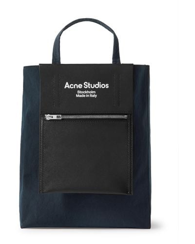 Acne Studios Baker Out Logo-print Leather And Nylon Tote Bag - Black